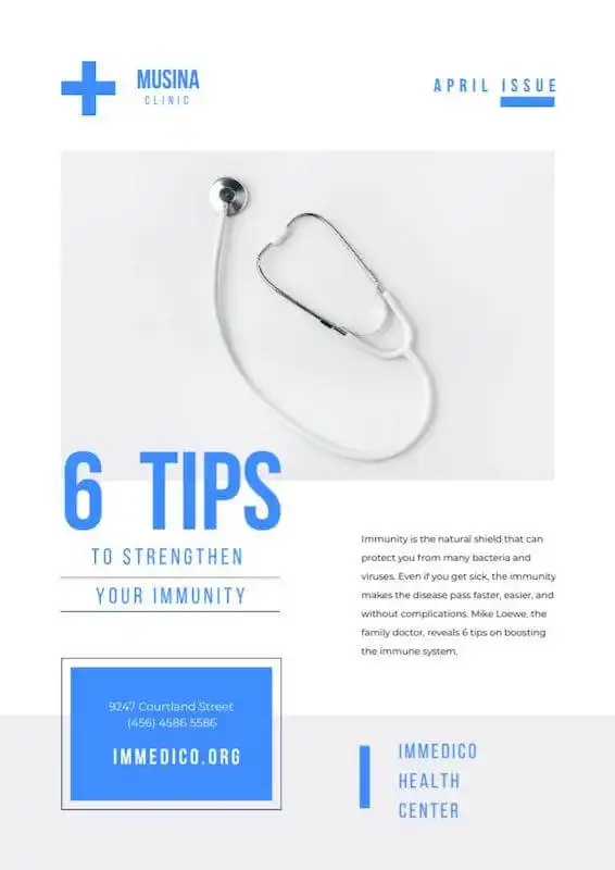 Free newsletter templates - medical The newsletter has the image of a stethoscope.