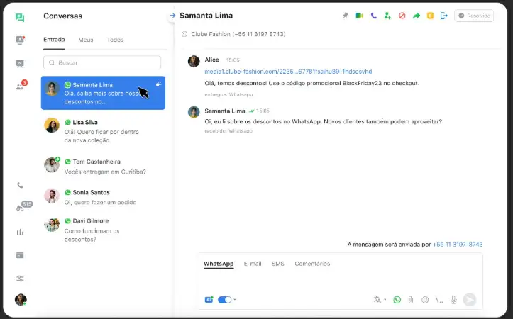 Captura de tela do JivoChat