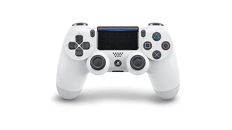 imagem de um gampad Dualshock 4 de Playstation 4 na cor branca
