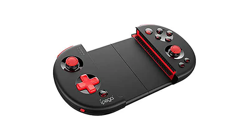 imagem de um gampad Docooler PG-9087S na cor preta com detalhes na cor vermelha