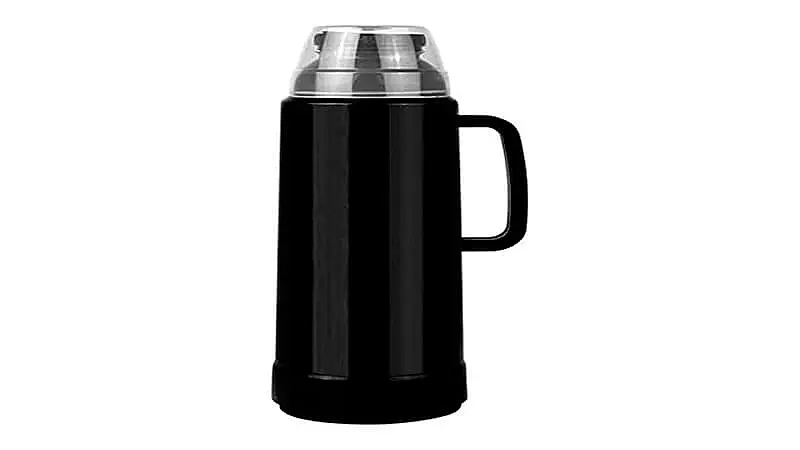 imagem de uma garrafa térmica da Mor na cor preta