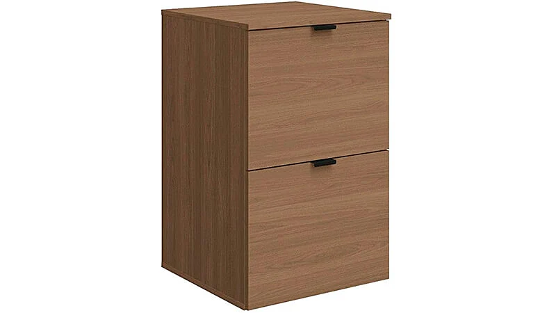imagem de um gaveteiro pra escritório na cor marrom da Kappesberg com duas gavetas e puxadores de plástico