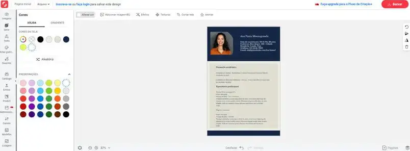 Gerador de currículo Captura de tela do Shutterstock