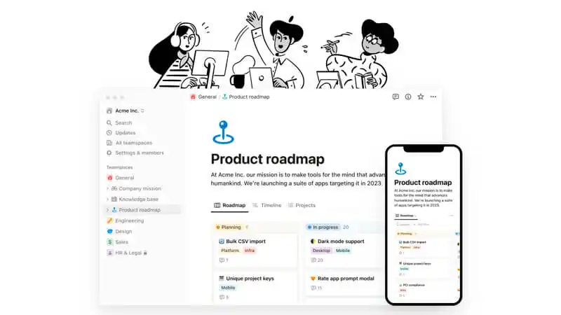 Gestão de Projetos Notion imagem que mostra a interface da ferramenta de gestão de projetos da Notion