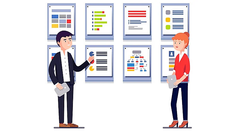 gestor de vendas instruindo colega