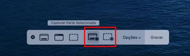 captura de tela do gravador de tela do MacOS