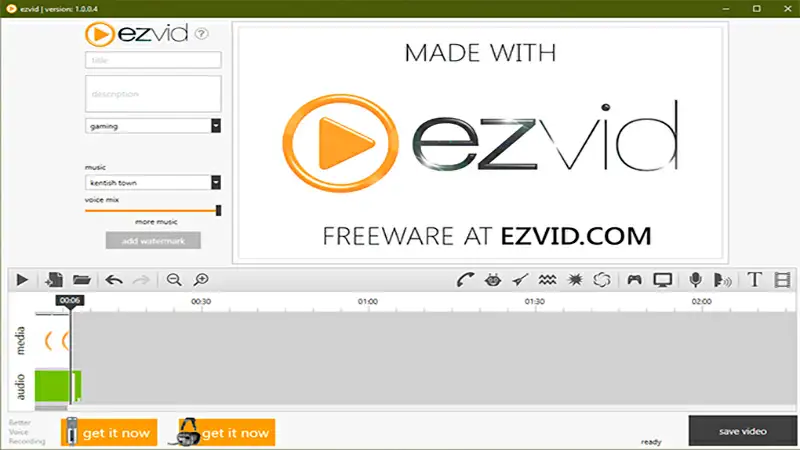 Foto da tela inicial do programa Ezvid com a logo no centro