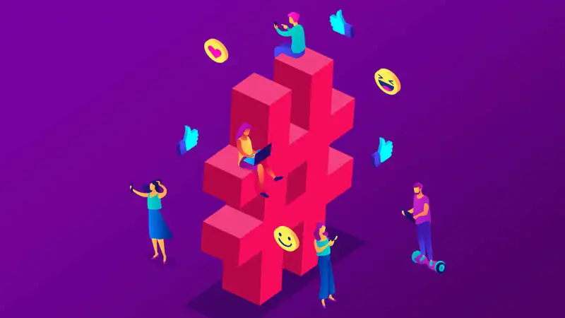 personas que reaccionan en las redes sociales a través de hashtags