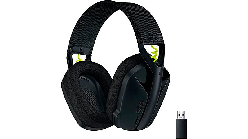 foto de um headset Bluetooth Logitech G435 na cor preta
