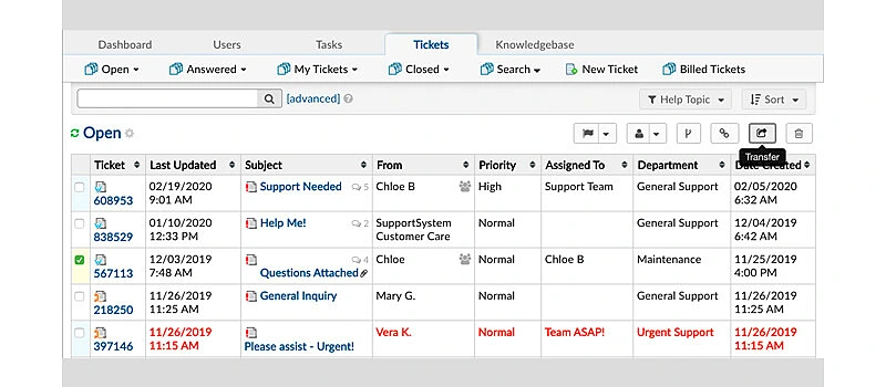 captura de tela do help desk gratuito osticket