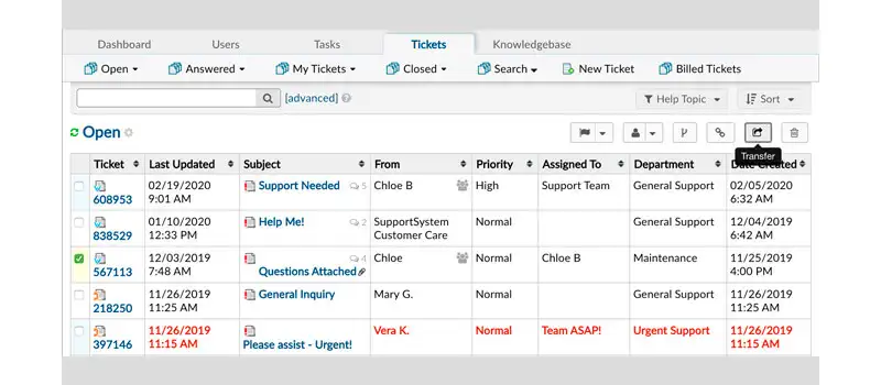 captura de tela do help desk gratuito osticket