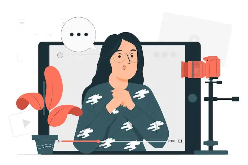 The image shows a woman recording a video.