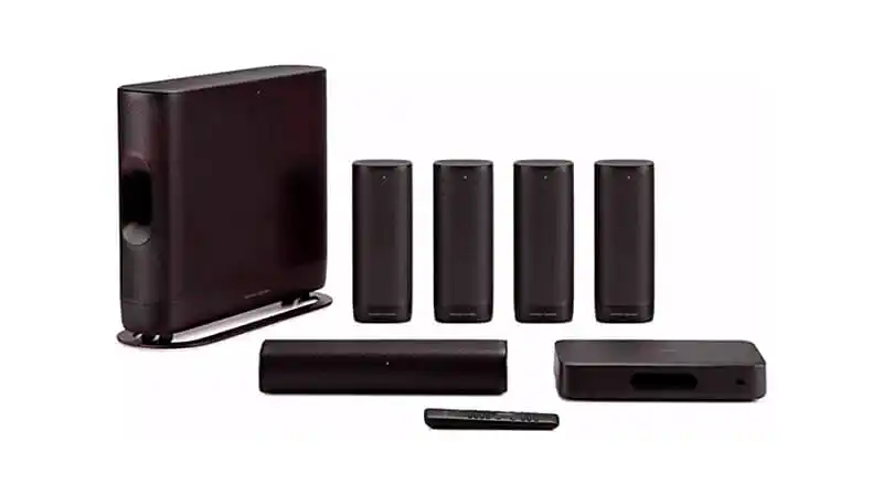 imagem de um home theater Harman Kardon com 6 peças