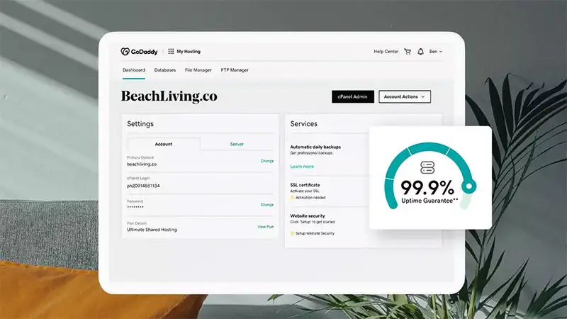 Captura de tela do GoDaddy Hospedagem de site barata