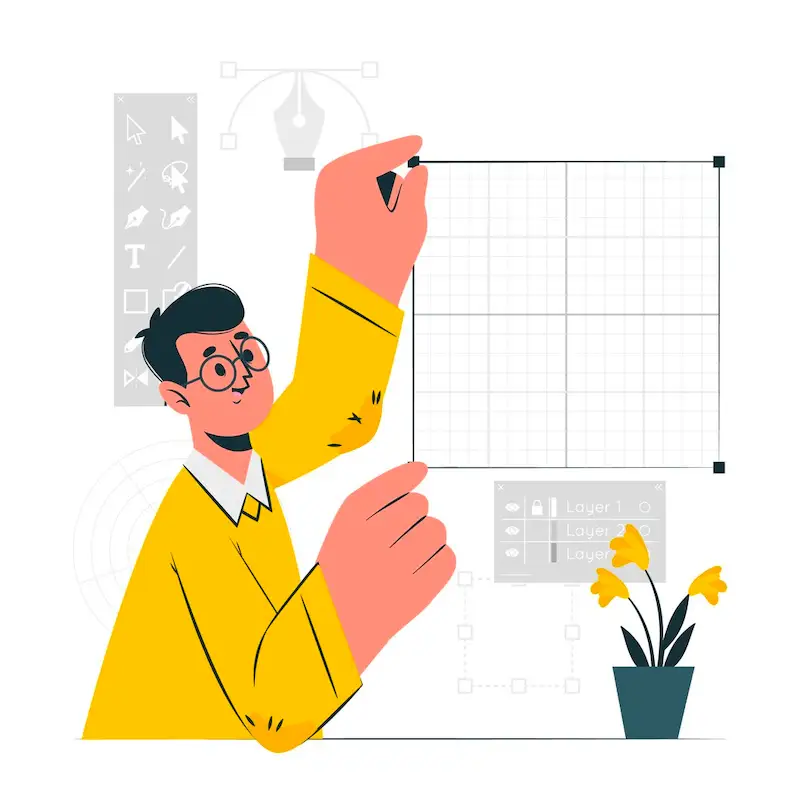 Hottest design trends - minimalism The image shows a man in front of a screen.