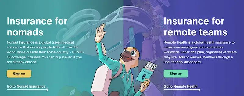 How does heallth insurance work The image shows Safety Wing home page