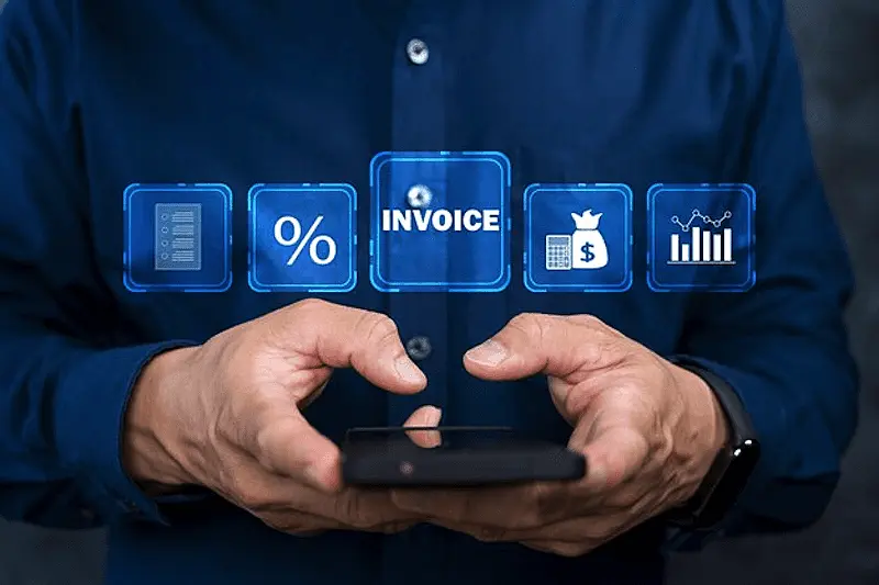 The image shows a man using a smartphone