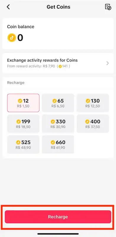 How much is a galaxy on TikTok - recharge TikTok get coins menu