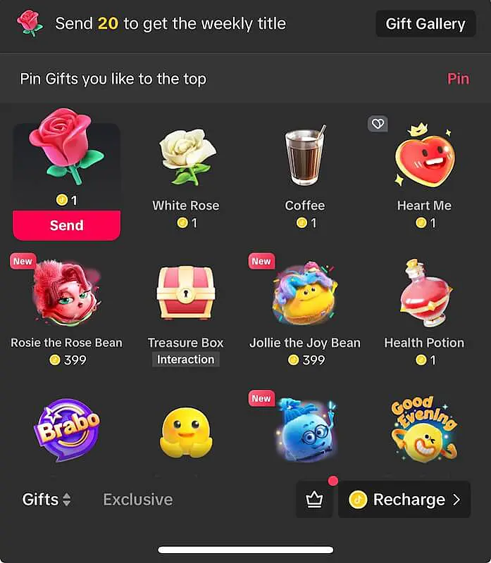 TikTok gifts