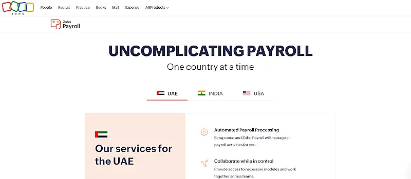 Zoho Payroll page