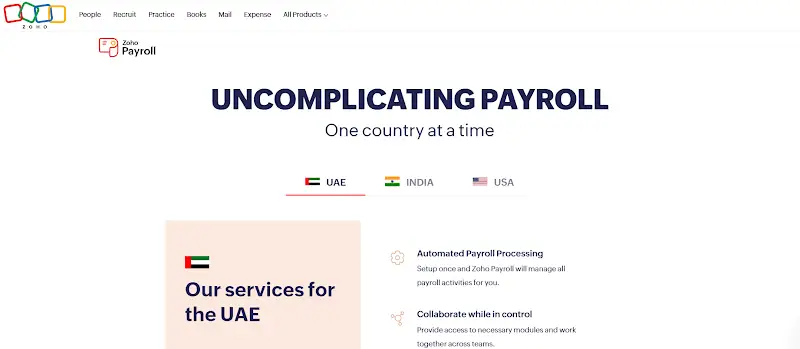 Payroll mangement tools - Zoho Payroll Zoho Payroll page