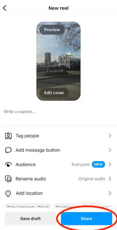 Share reel page