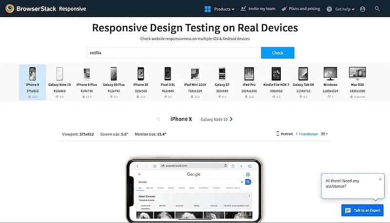 The image shows a comparative responsive design test on real devices