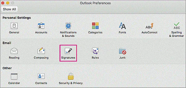 The image shows Outlook menu on Mac