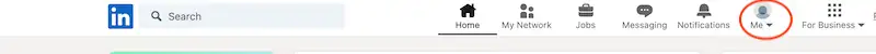 Linkedin superior menu