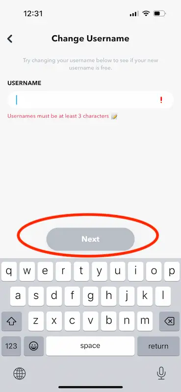 Change username page
