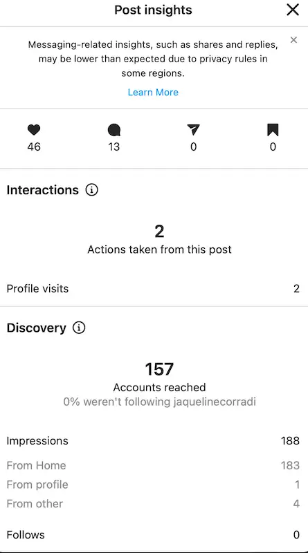 How to check who visited my Instagram profile - insights Instagram insights page showing information about a post