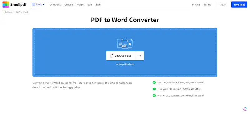 How to convert PDF to Word with SmallPDF 2 SmallPDF page to where you can upload your files.