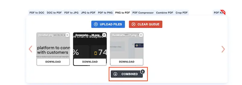 How to convert PNG to PDF - combine files PNG to PDF page