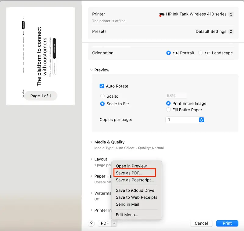 How to convert PNG to PDF - save as PDF Printer app on MAC computrer