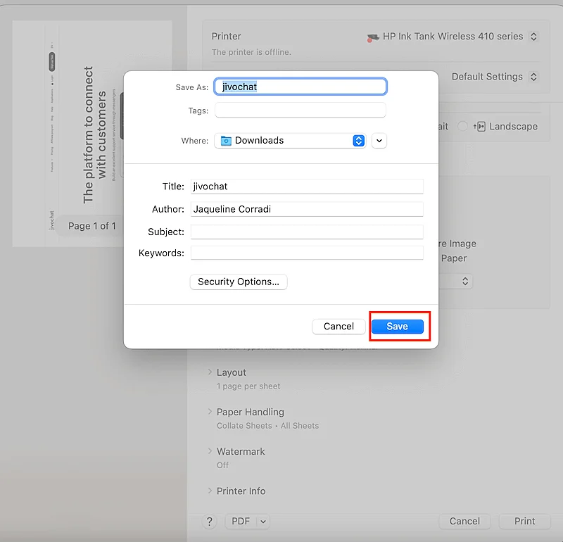 Name and save your file page