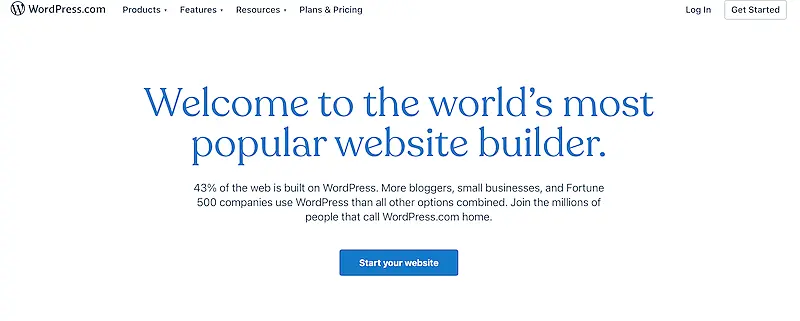 WordPress home page