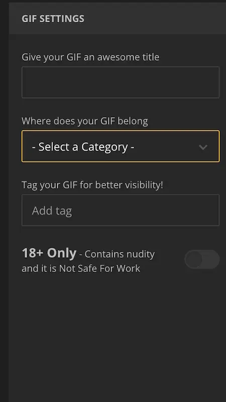 Gif settings page