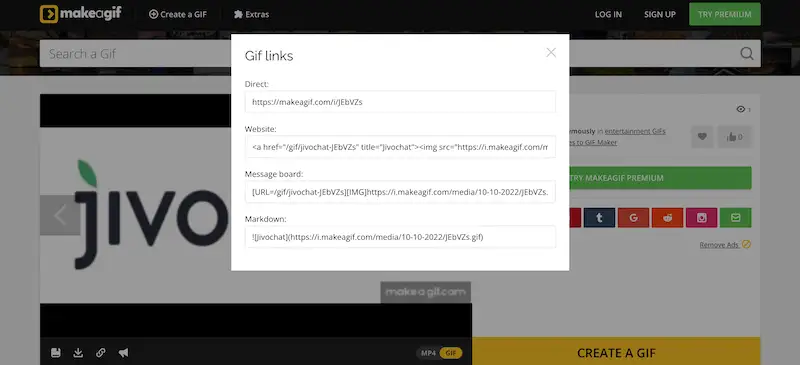 The image shows the gif links