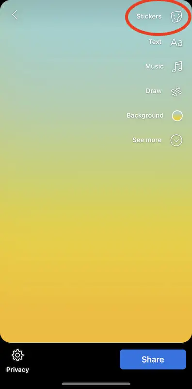 How to create a poll on Facebook - stickers Story page