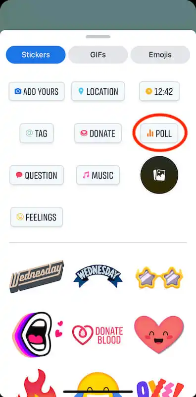 How to create a poll on Facebook - poll sticker Stickes page
