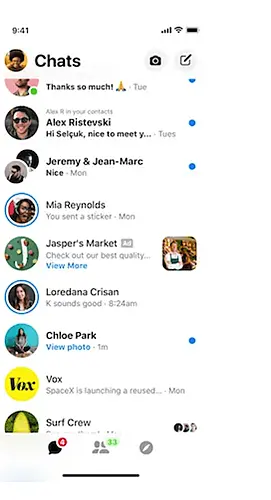 Faceboo Messenger ads example in the DM box