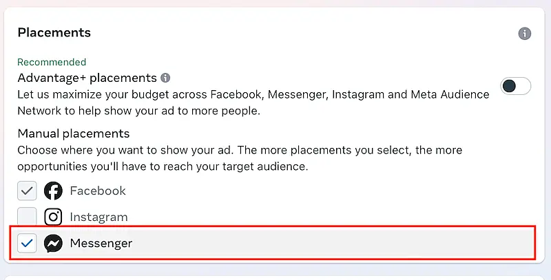 Placements section