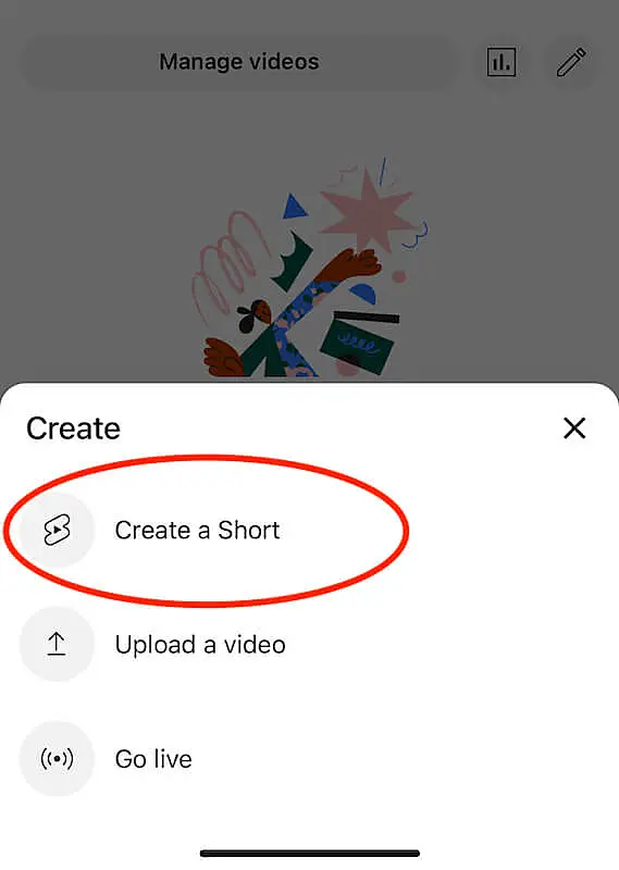 YouTube create menu