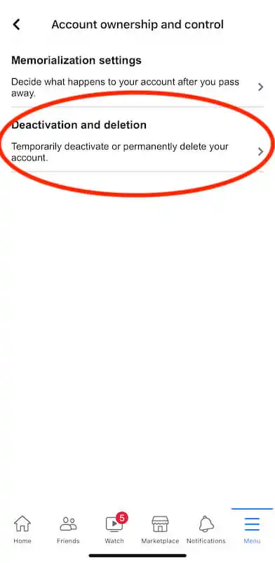 How to deactivate your Facebook account - deactivation and deletion Facebook account ownweship and control menu