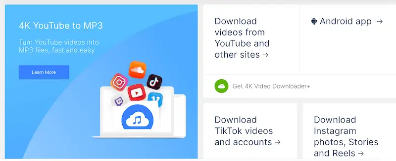 How to download music from YouTube 4k Video Downloader 4K Video Downloader home page