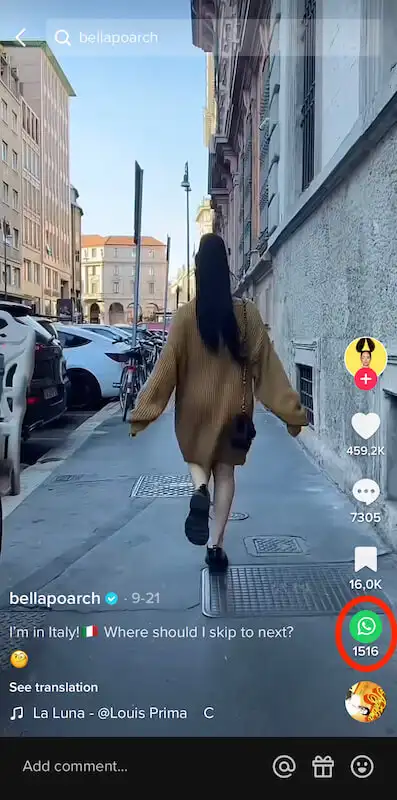 TikTok video showing a girl from the back walking on a street.