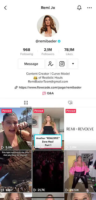 Remi Bader TikTok profile