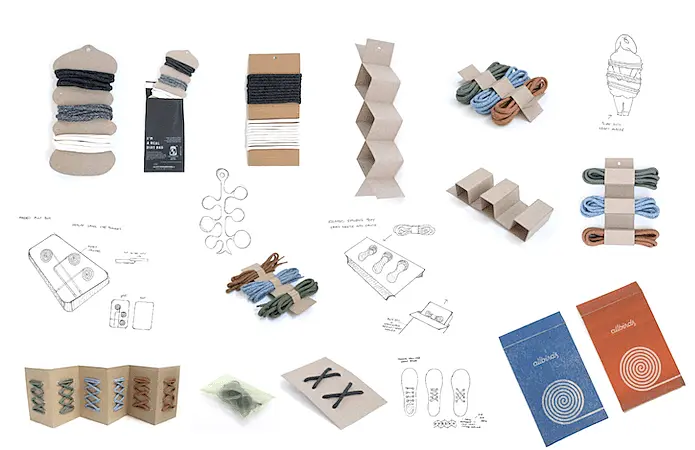 The image shows Allbirds packaging options