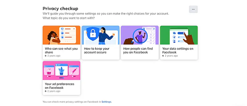 Facebook privacy checkup page