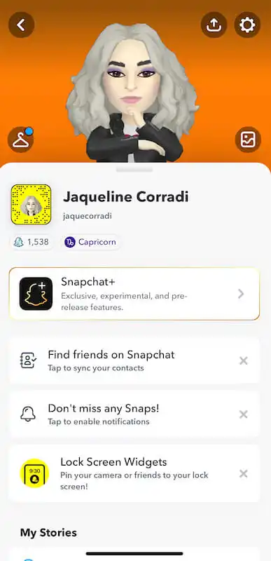 Snapchat profile page
